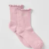 Damstrumpor med Lettuce Edge-kant – Vintage Pink