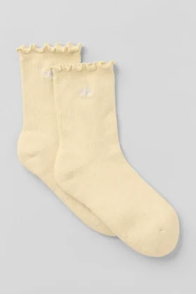Damstrumpor med spetskant – Candlelight Yellow