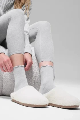 Damstrumpor med vågig kant – Athletic Heather Grey