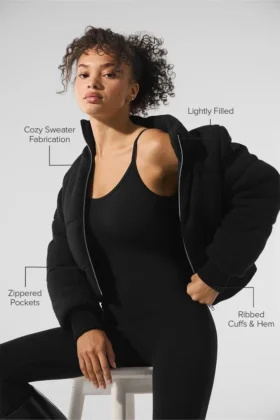 Darling Stickat Puffer – Svart