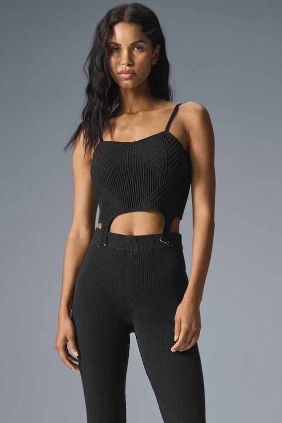 Denim Knit Garter Tank – Svart/Antracit