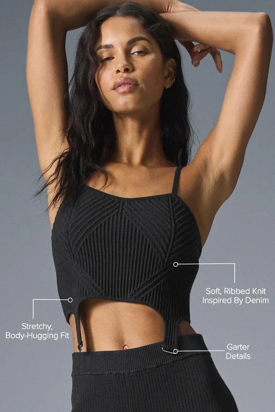 Denim Knit Garter Tank – Svart/Antracit