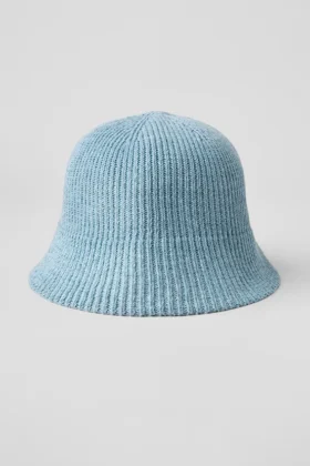 Denimstickad cloche - himmelsblå/mörk himmelsblå