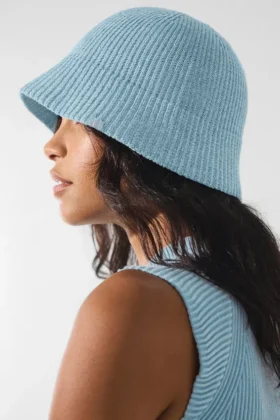 Denimstickad cloche – himmelsblå/mörk himmelsblå