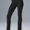 Denimstickade High-Waist-byxor med utsvängda ben – svart/antracit