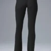 Denimstickade High-Waist-byxor med utsvängda ben – svart/antracit
