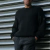 Domain Rib Knit Crew Sweater – Svart