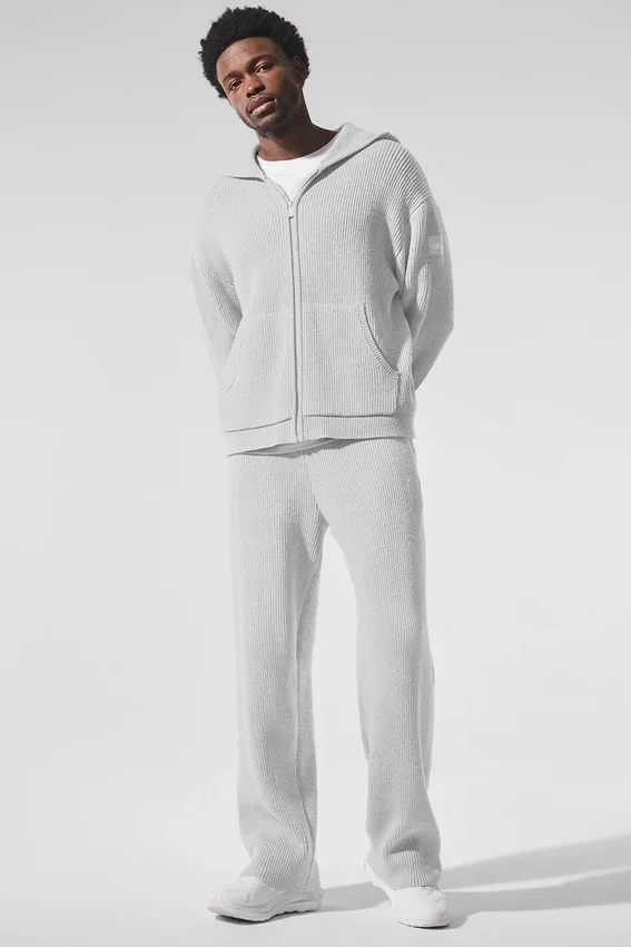 Domain Rib Knit Mjukisbyxor – Athletic Heather Grey