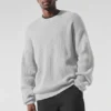 Domain ribbstickad tröja med rund hals – Athletic Heather Grey