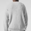 Domain ribbstickad tröja med rund hals – Athletic Heather Grey