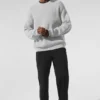Domain ribbstickad tröja med rund hals – Athletic Heather Grey