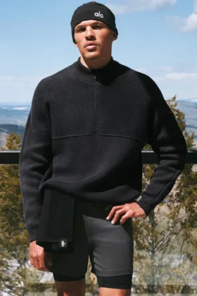 Domain Shift Rib Knit 1/4 Zip-tröja – Anthracite