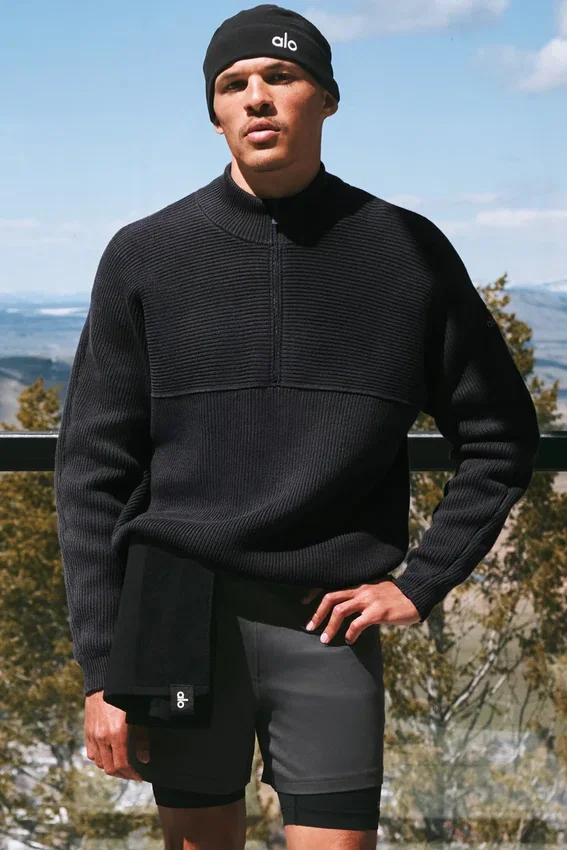 Domain Shift Rib Knit 1/4 Zip-tröja – Anthracite