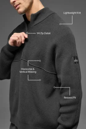 Domain Shift Rib Knit 1/4 Zip-tröja – Anthracite
