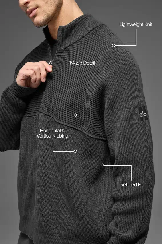 Domain Shift Rib Knit 1/4 Zip-tröja – Anthracite