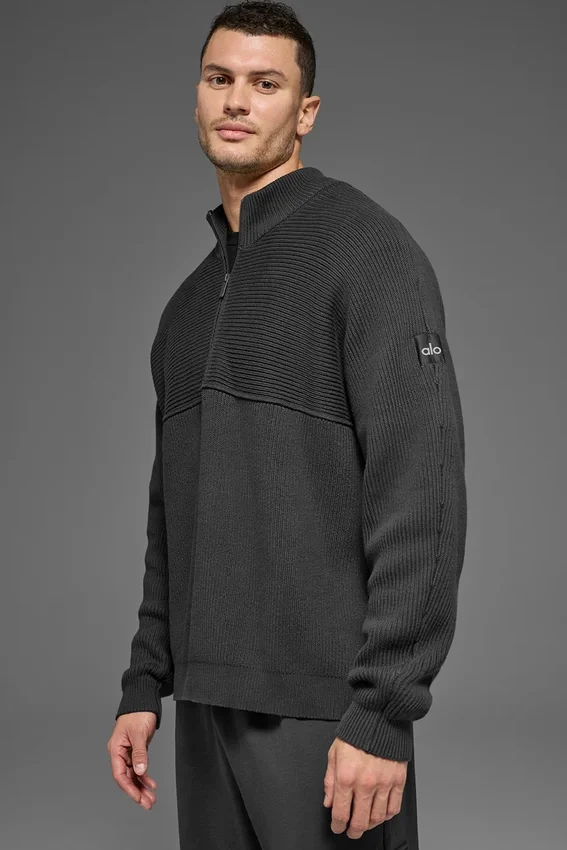 Domain Shift Rib Knit 1/4 Zip-tröja – Anthracite