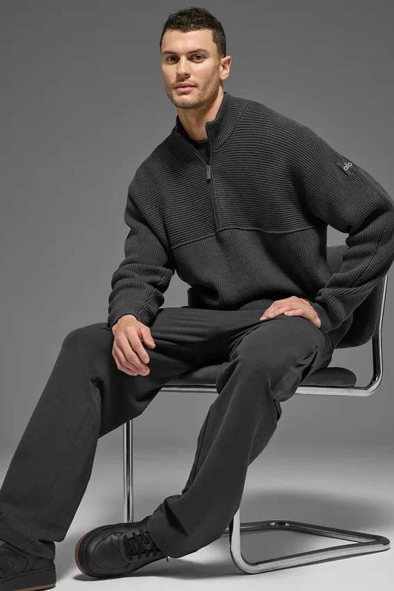 Domain Shift Rib Knit 1/4 Zip-tröja – Anthracite