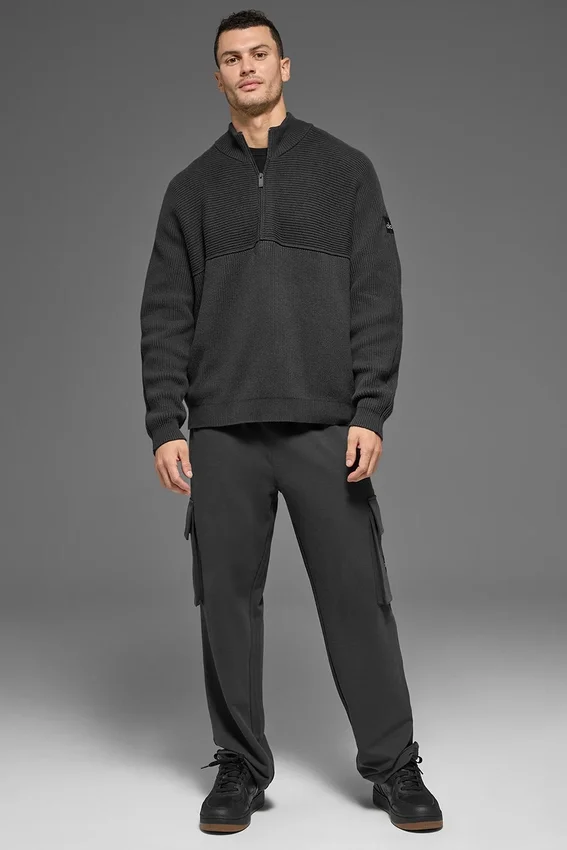 Domain Shift Rib Knit 1/4 Zip-tröja – Anthracite