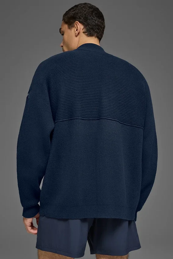 Domain Shift Rib Knit 1/4 Zip-tröja – marinblå