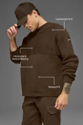 Domain Shift Rib Knit Stickat Crew – Espresso
