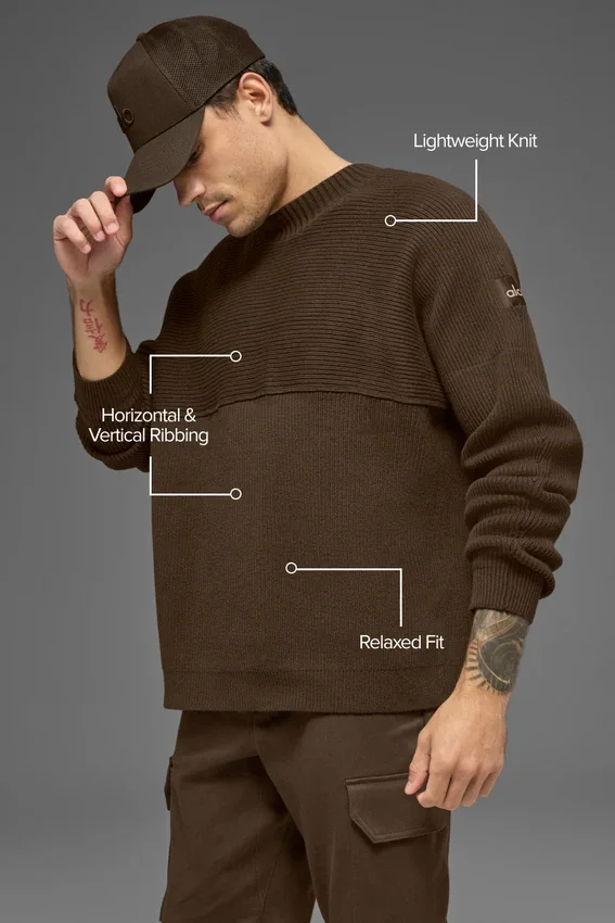 Domain Shift Rib Knit Stickat Crew – Espresso