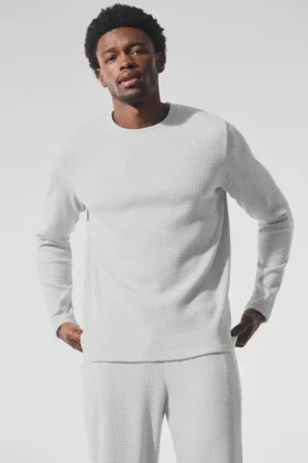 Elevate Waffle långärmad tröja – Athletic Heather Grey