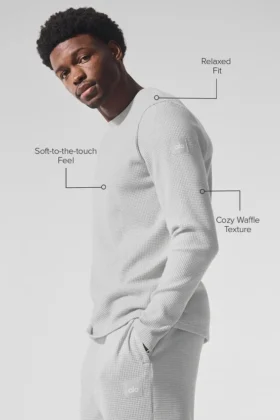 Elevate Waffle långärmad tröja – Athletic Heather Grey