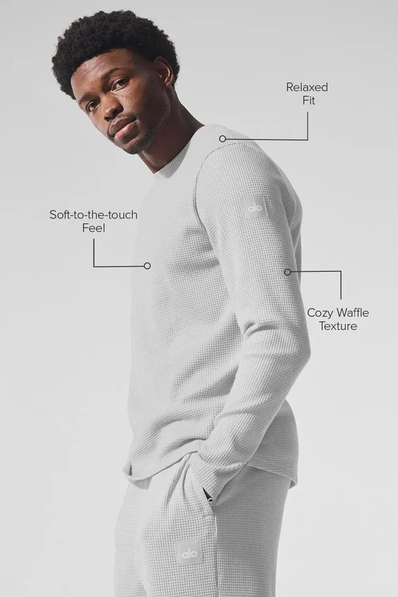 Elevate Waffle långärmad tröja – Athletic Heather Grey