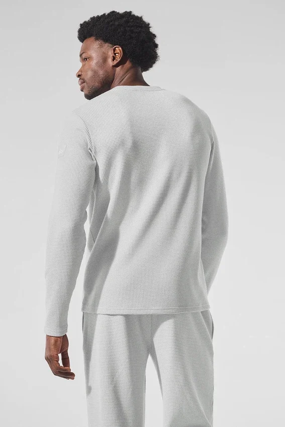 Elevate Waffle långärmad tröja – Athletic Heather Grey