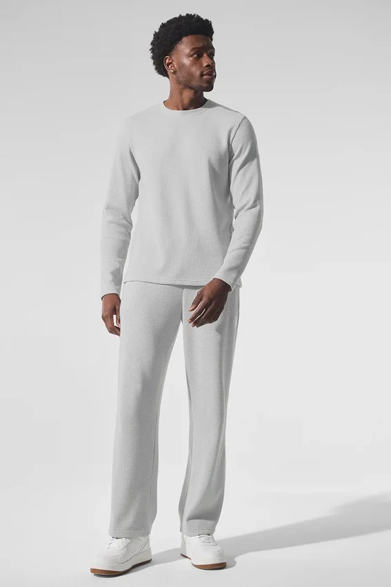 Elevate Waffle långärmad tröja – Athletic Heather Grey