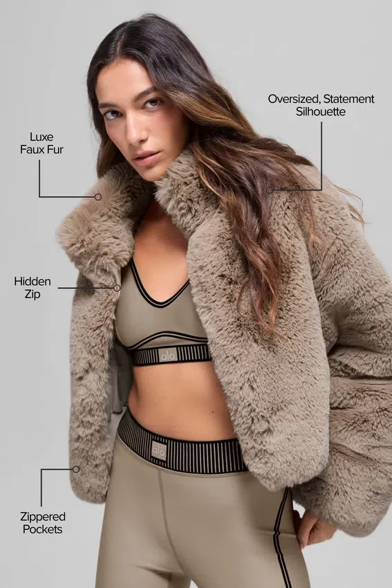 Faux Fur Allure-jacka – Oat
