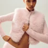 Faux Fur Cashmere Northstar Full Zip – Frosted Pink