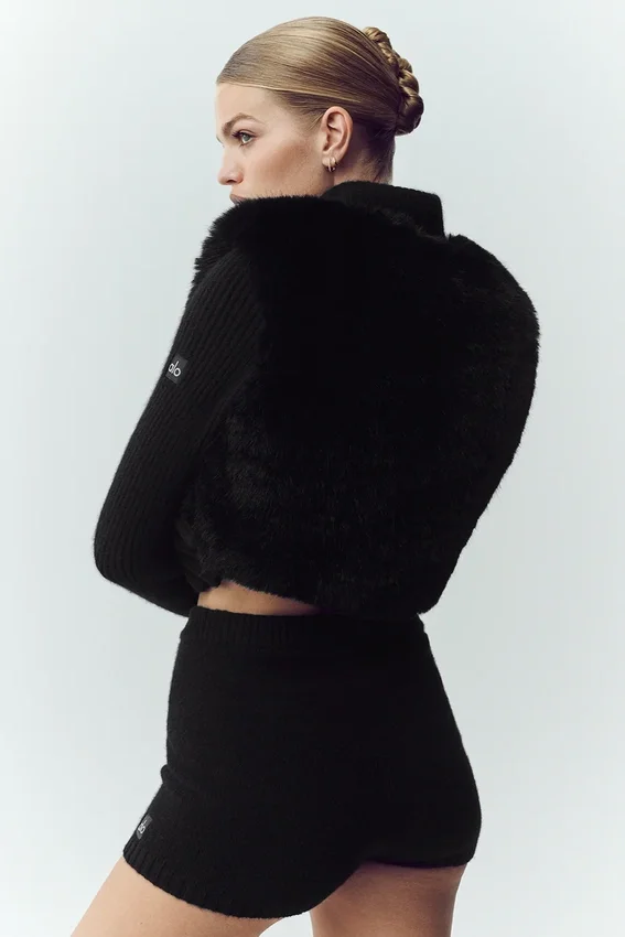 Faux Fur Cashmere Northstar Full Zip – Svart