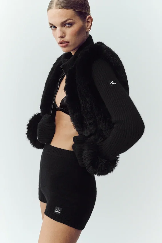 Faux Fur Cashmere Northstar Full Zip – Svart