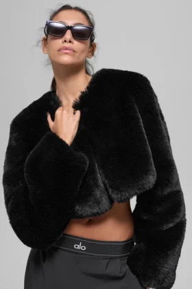 Faux Fur Chic kort jacka – svart