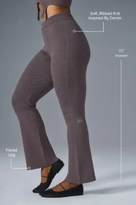 Flarebyxor i denimstickat med High-Waist – Raisinette/svart