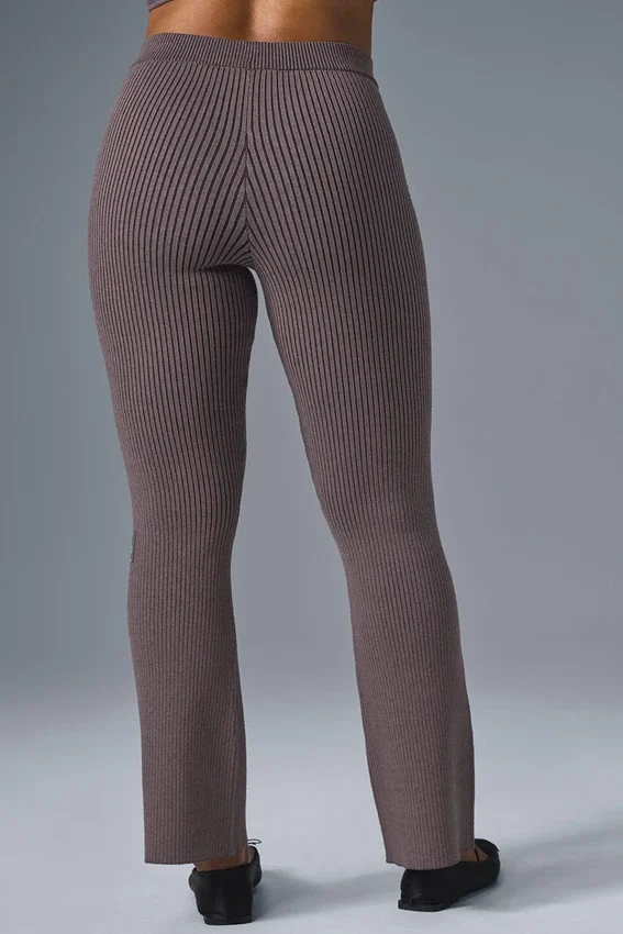Flarebyxor i denimstickat med High-Waist – Raisinette/svart