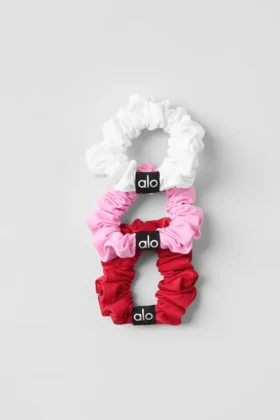 Fresh Mini-hårsnodd 3-pack – Djärvt rött/Sött rosa/Vitt