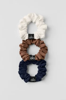 Fresh Mini-hårsnodd 3-pack – solkysst brunt/elfenben/marinblått