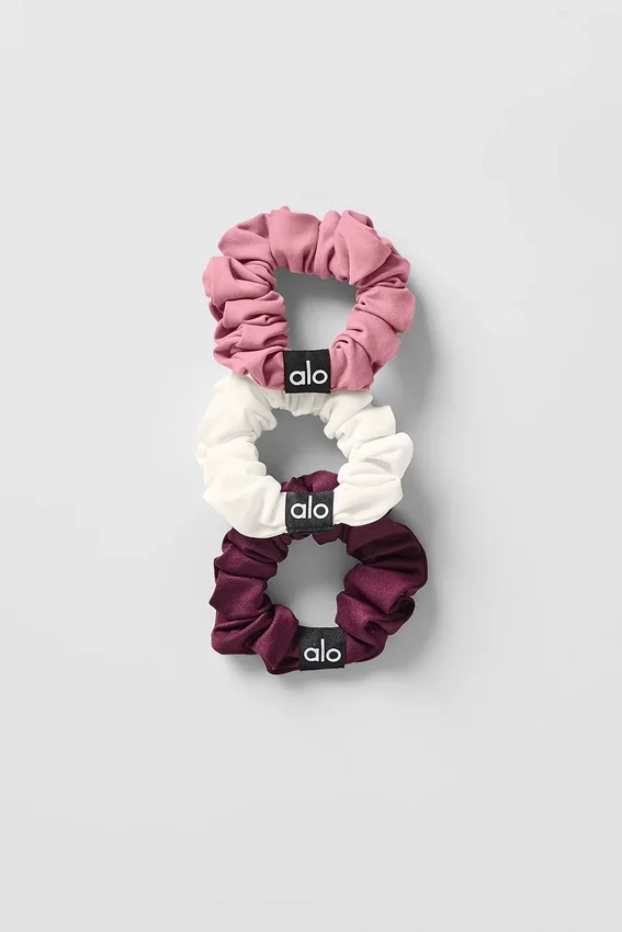 Fresh Mini Scrunchie 3-pack – vinröd/rosa vildros/elfenben