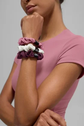 Fresh Mini Scrunchie 3-pack – vinröd/rosa vildros/elfenben