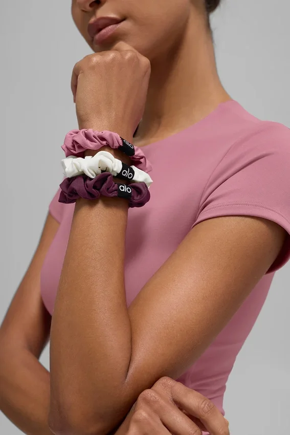 Fresh Mini Scrunchie 3-pack – vinröd/rosa vildros/elfenben