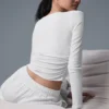 Gather långärmat – vit