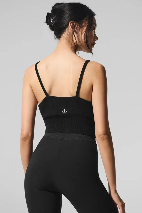 Genomskinlig kashmir-tank – svart