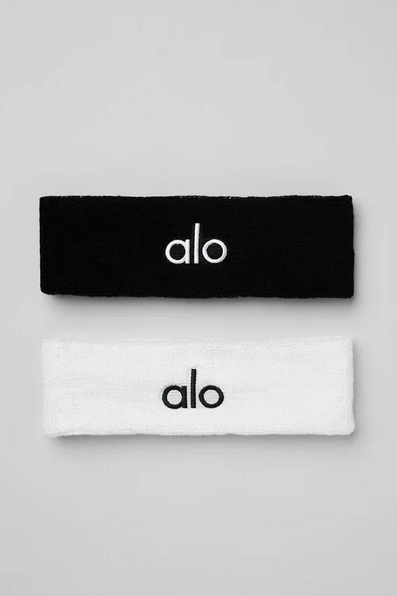 Glow-svettband (2-pack) – Svart/Vitt