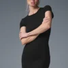 Goddess ribbad kortärmad klänning – svart