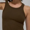 Goddess Ribbed Go-To Tank – Espresso