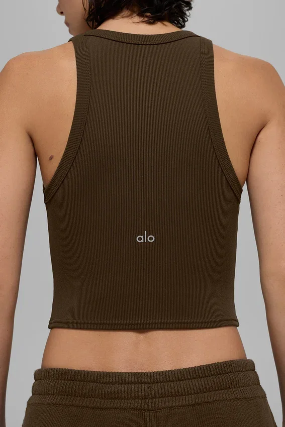 Goddess Ribbed Go-To Tank – Espresso