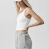 Goddess Ribbed Go-To Tank – White
