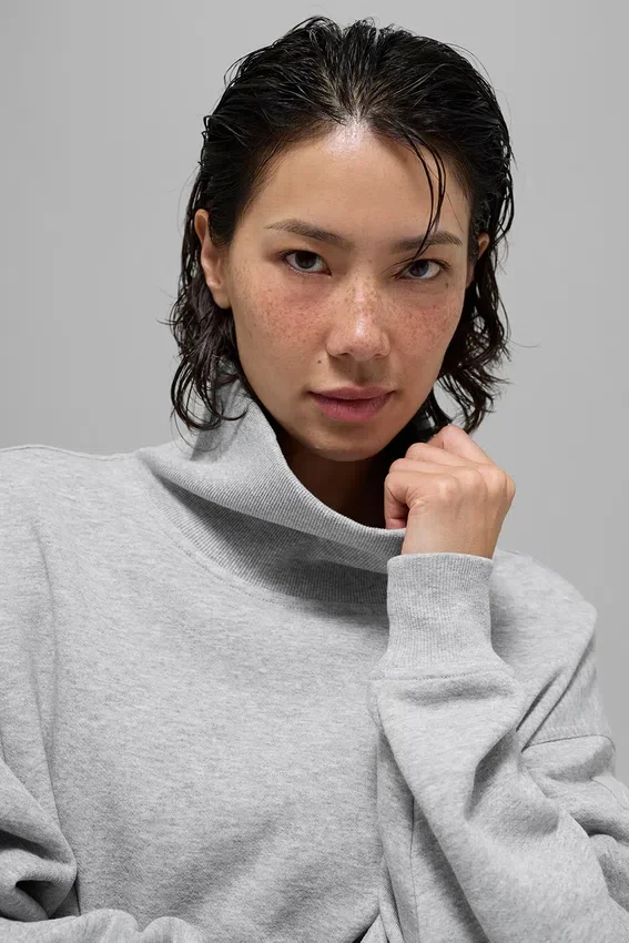 Hazy tröja med hög hals – Athletic Heather Grey